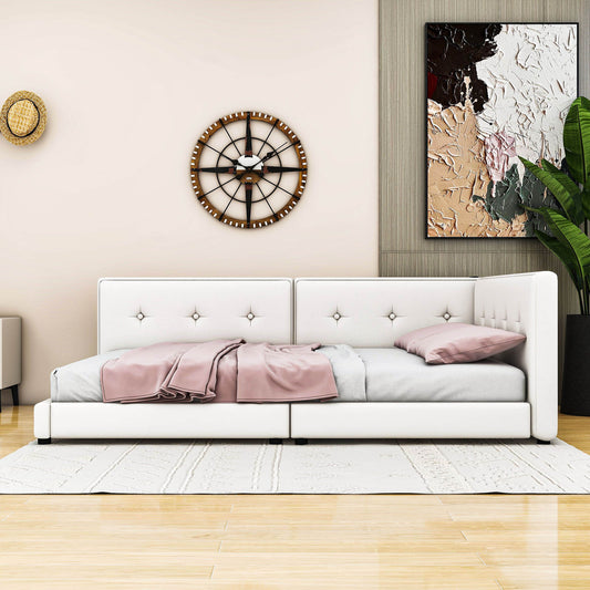 Smart Modern Low Profile Upholstered Queen Daybed with USB Ports