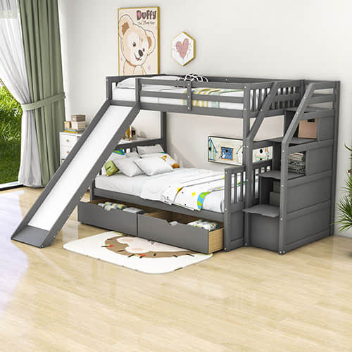 Bunk Beds with Stairs and Drawers