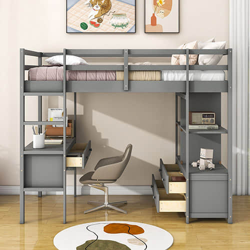 Loft Bed with Desk and Storage