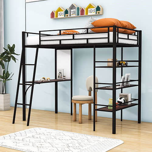 Loft Bed with Shelves