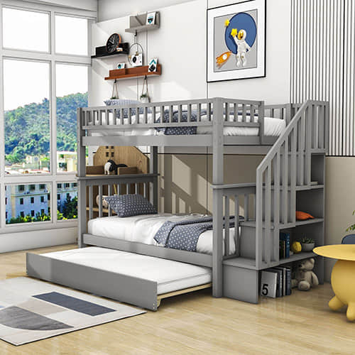 Twin over Twin Bunk Beds with Trundle