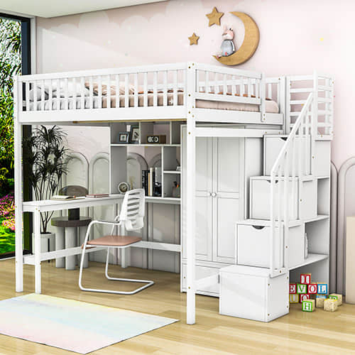 Loft Bed with Bookshelf