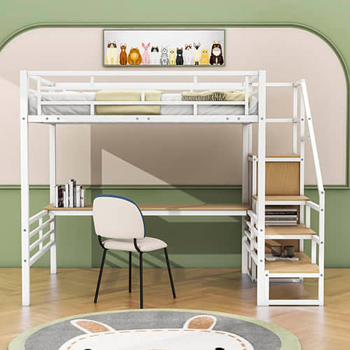 White Loft Bed