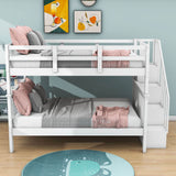 Wooden Full Over Full Bunk Beds with Storage and Stairs - [Detachable]