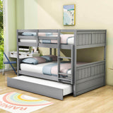 Wooden Full Over Full Standard Bunk Beds with Trundle - [Detachable]