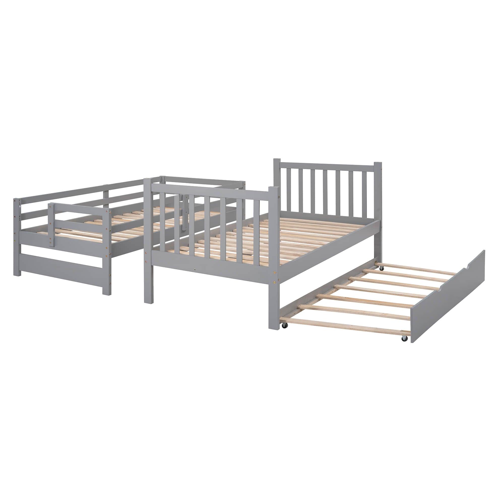 Wood Twin Over Twin / Full Bunk Bed with Trundle and Storage - [Shelves, Drawers, Stairs]