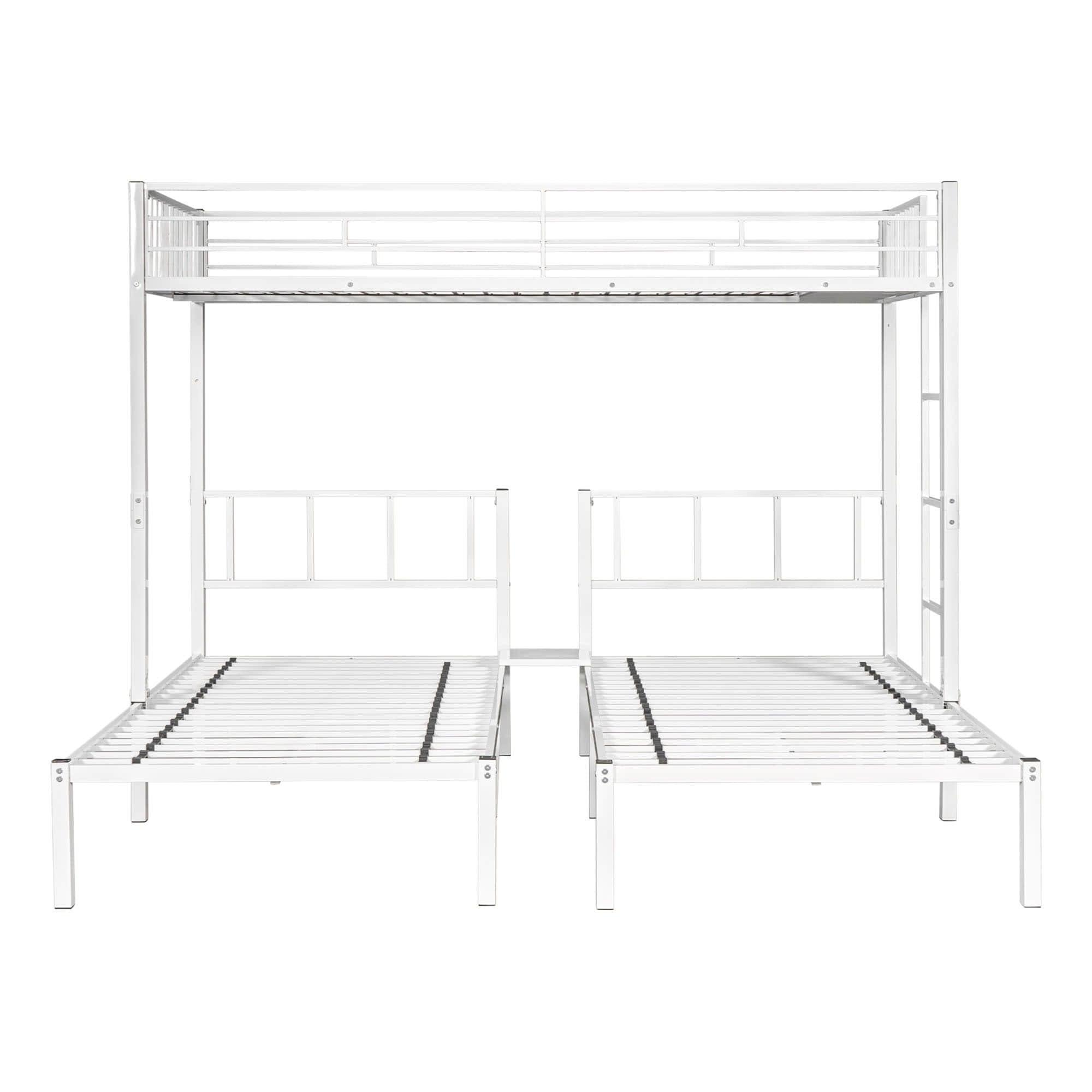 Metal Triple Twin over Twin & Twin Bunk Bed with Table - [Separable]