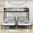 Metal Triple Twin over Twin & Twin Bunk Bed with Table - [Separable]