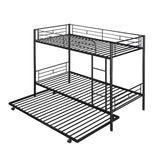 Twin Over Twin Classic Metal Bunk Bed with Trundle - [Detachable, Ladder]