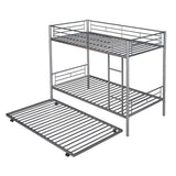 Twin Over Twin Classic Metal Bunk Bed with Trundle - [Detachable, Ladder]