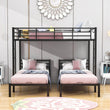 Full Over Twin & Twin Metal Triple Bunk Bed with Shelf