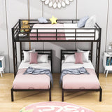 Full Over Twin & Twin Metal Triple Bunk Bed with Shelf