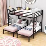 Full Over Twin & Twin Metal Triple Bunk Bed with Shelf