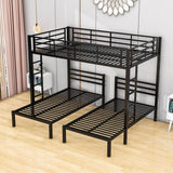 Full Over Twin & Twin Metal Triple Bunk Bed with Shelf