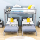 Full Over Twin & Twin Metal Triple Bunk Bed with Shelf