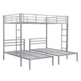 Full Over Twin & Twin Metal Triple Bunk Bed with Shelf