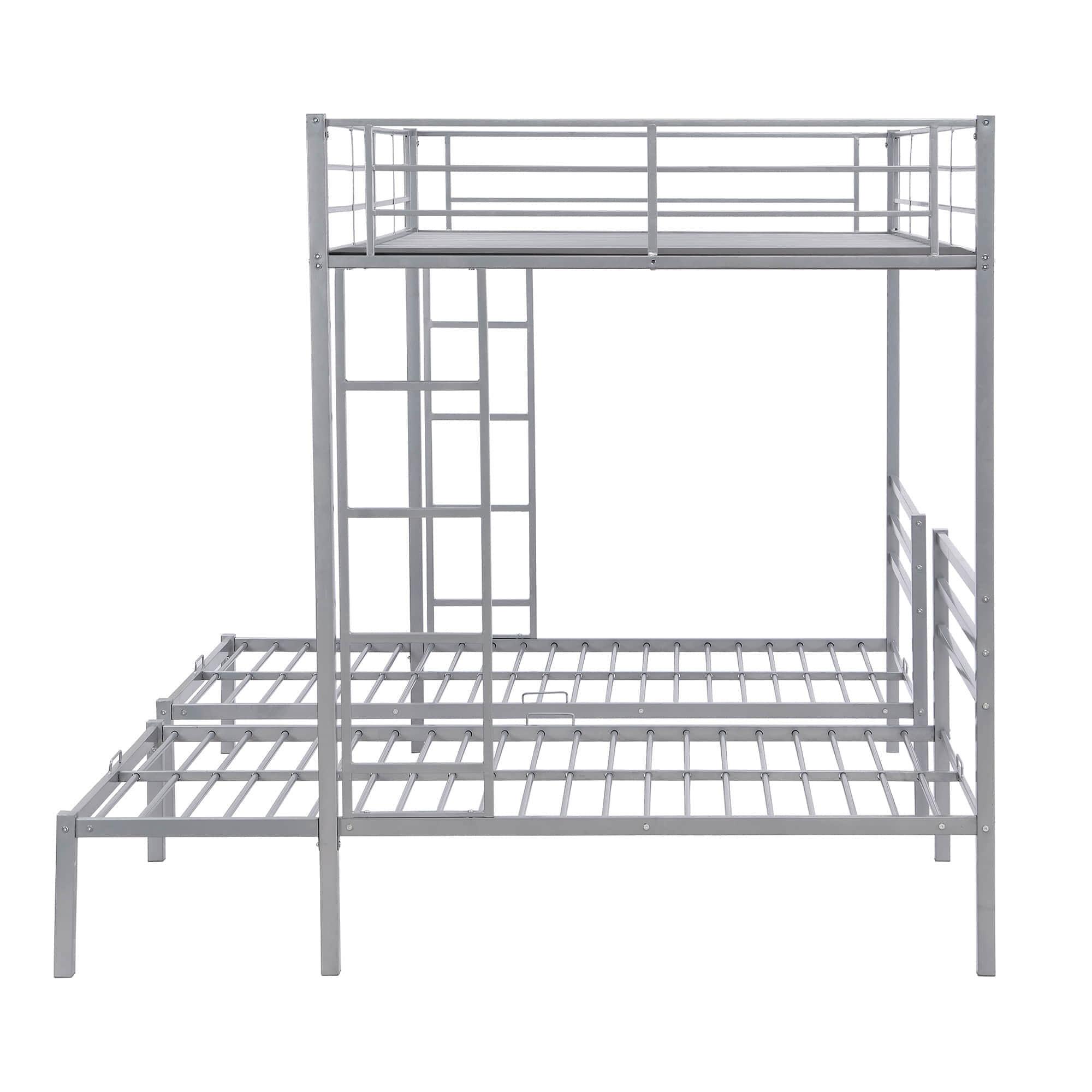 Full Over Twin & Twin Metal Triple Bunk Bed with Shelf