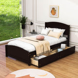 Twin Size Platform Bed with Two Storage Drawers for Kids - [Headboard]