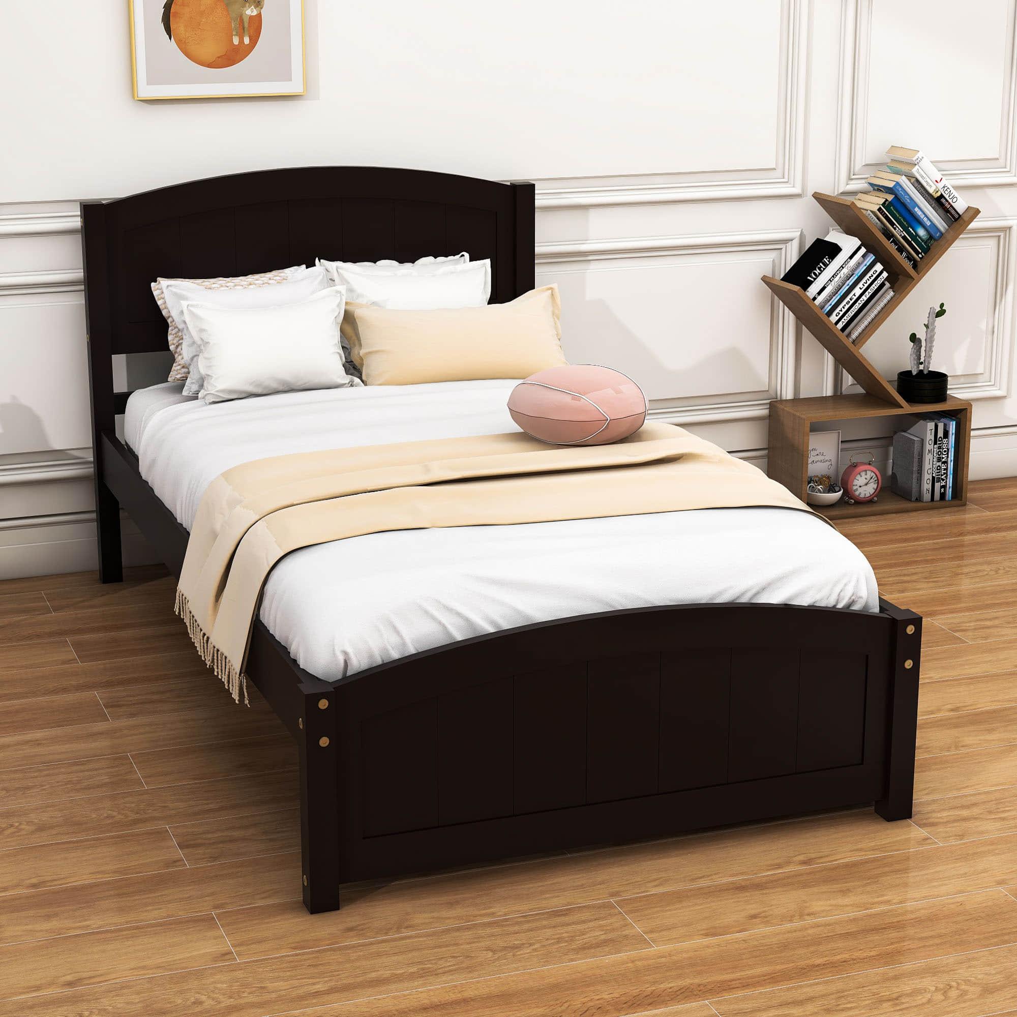 Twin Size Platform Bed with Two Storage Drawers for Kids - [Headboard]