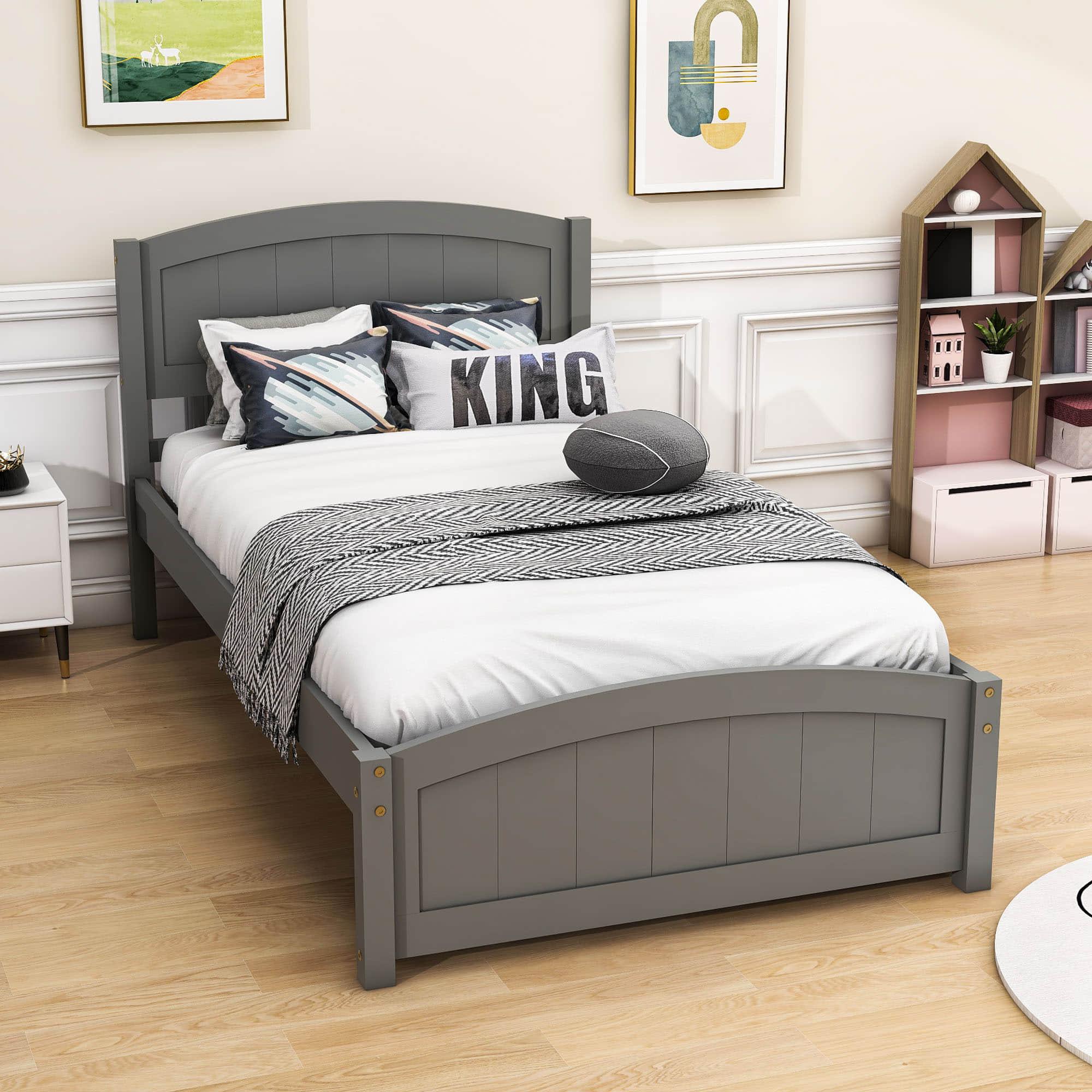 Twin Size Platform Bed with Two Storage Drawers for Kids - [Headboard]