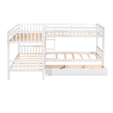 Twin L-Shaped Quad Bunk Bed with Storage - [Drawers, Ladder]