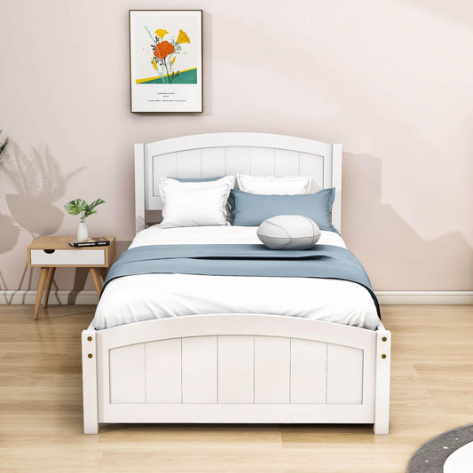 Twin Size Platform Bed with Two Storage Drawers for Kids - [Headboard]