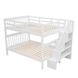 Wooden Full Over Full Bunk Beds with Storage and Stairs - [Detachable]