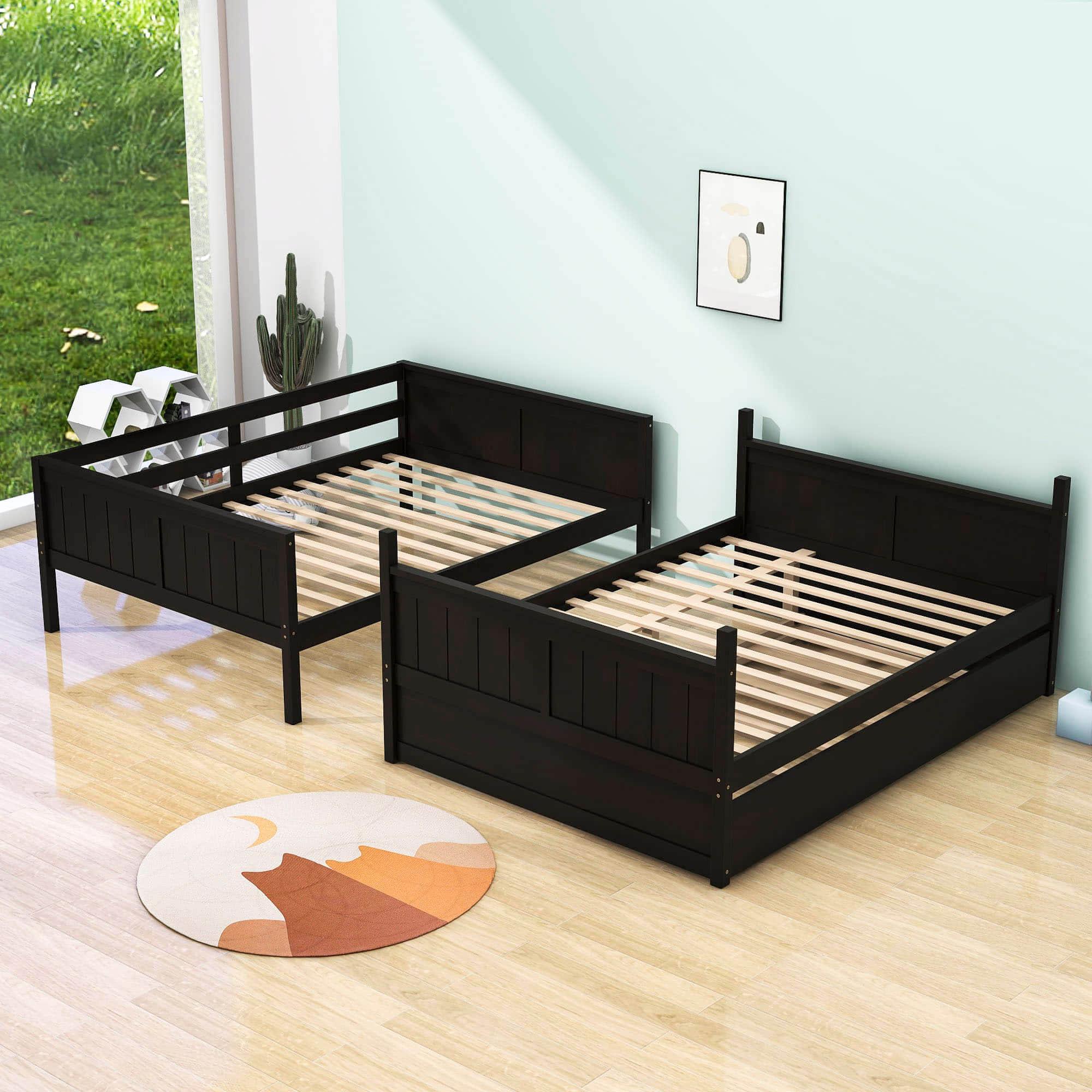 Wooden Full Over Full Standard Bunk Beds with Trundle - [Detachable]