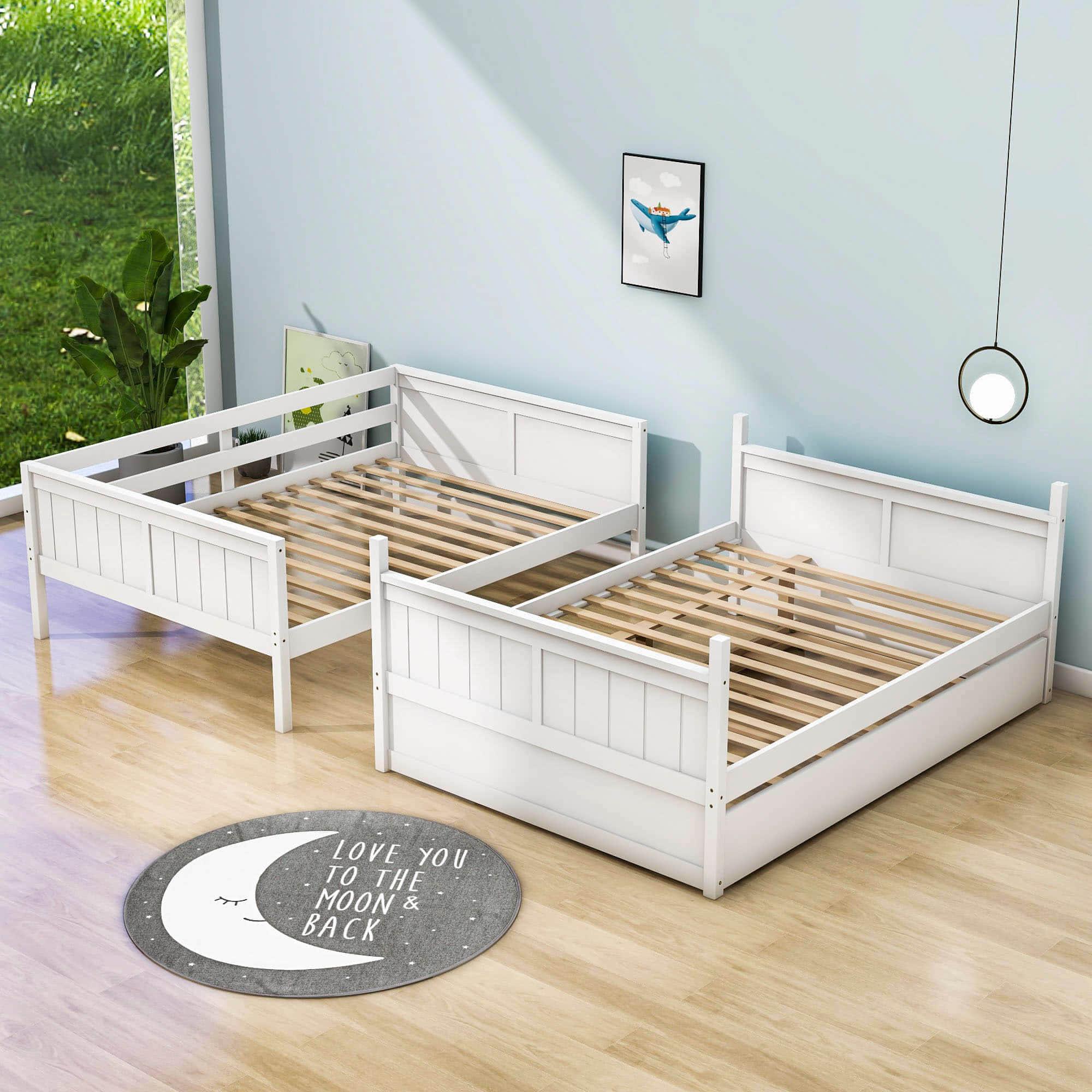 Wooden Full Over Full Standard Bunk Beds with Trundle - [Detachable]