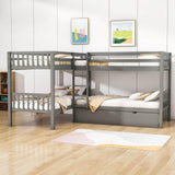 Twin L-Shaped Quad Bunk Bed with Storage - [Drawers, Ladder]