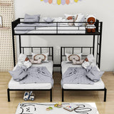 Metal Triple Twin over Twin & Twin Bunk Bed with Table - [Separable]