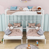 Metal Triple Twin over Twin & Twin Bunk Bed with Table - [Separable]