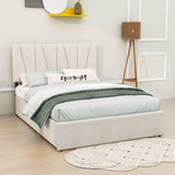 Upholstered Full Size Platform Bed with Headboard and Storage - [4 Drawers, Velvet]