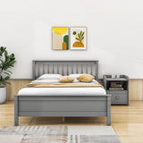 2 Pieces Full Size Platform Bed Frame with Nightstand Bedroom Set