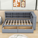 Modern Smart Kids Twin Size Daybed with Storage Drawers and Shelf