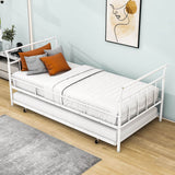 Metal Twin Daybed with Trundle and Curved Armrest - [Backless]