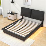 Upholstered Modern Queen Bed Frame with Headboard and LED Lights