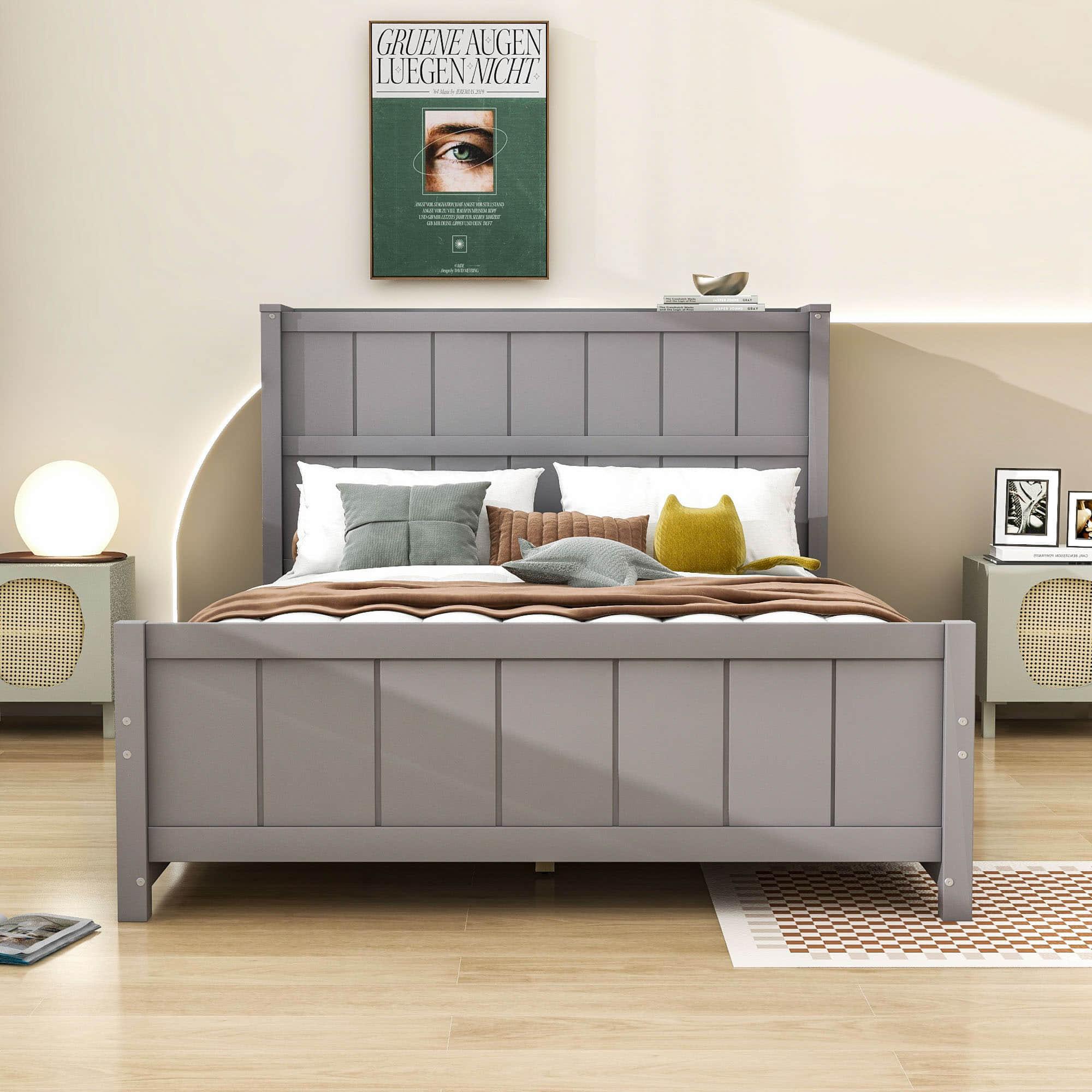 Wooden Full Size Platform Bed with Headboard and Storage - [Drawers, Shelves]