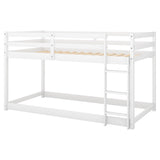 Wood Scandinavian Twin Over Twin Floor Loft Bunk Bed with Ladder