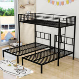 Metal Triple Twin over Twin & Twin Bunk Bed with Table - [Separable]