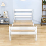 Wooden Twin Bed Frame with Slat Headboard and Footboard