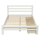 Full Size Wooden Platform Bed with Storage Drawers and Headboard