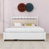 Wooden Queen Storage Bed with Headboard and Storage, Twin Trundle Bed