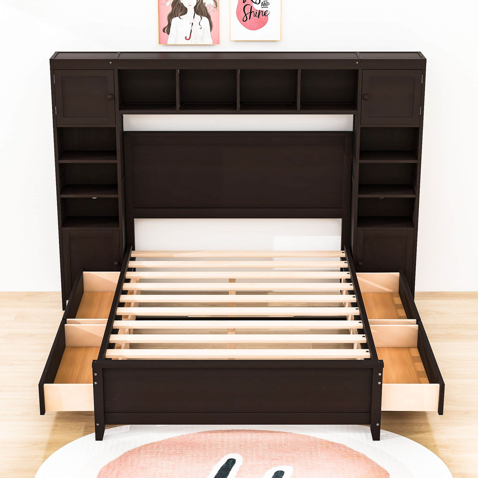 Smart Full Storage Bed Frame with Headboard and Charging Station