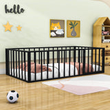 Montessori Twin Metal Toddler Floor Bed with Rails for Kids