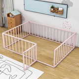 Montessori Full Size Metal Toddler Floor Bed with Rails for Kids