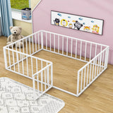 Montessori Full Size Metal Toddler Floor Bed with Rails for Kids