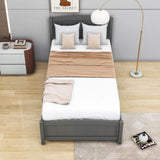 Twin Platform Bed Frame with Twin Trundle and Headboard