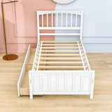 Wood Kids Storage Bed Frame with Headboard and Drawers