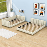 Queen Upholstered Bed Frame with Attached Twin XL Side Bed